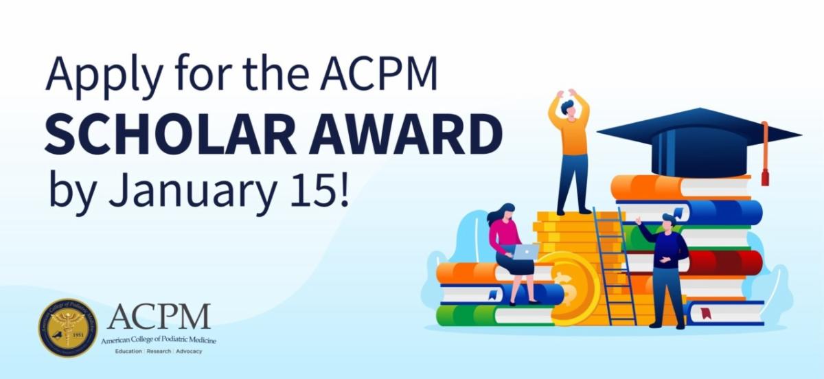 podiatrycollege's tweet image. ACPM's Academic Achievement Scholarship Applications Close next Monday, January 15th!

The $1,000 Scholar Award scholarship will be awarded to one podiatry student from each podiatry school, nationwide.

Learn more here: form.jotform.com/232748278317061

#PodMed #Podiatry #Scholarships