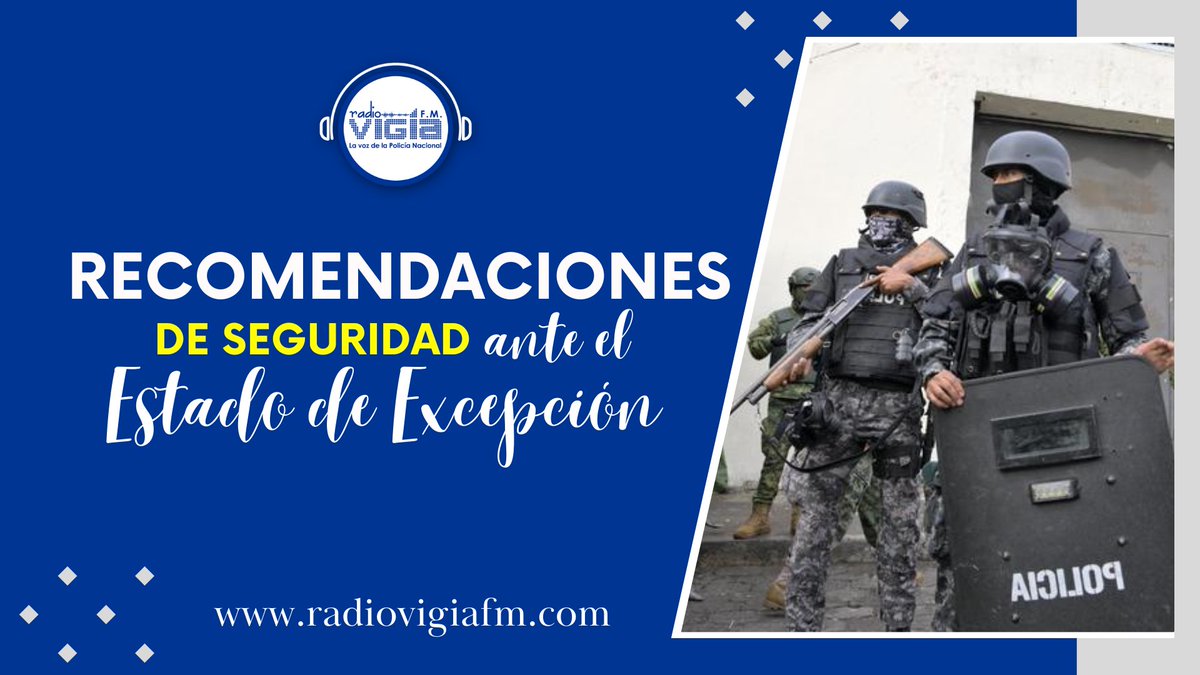 radio_vigia's tweet image. ¡Asegura tu bienestar durante el Estado de Excepción! 📷 Descubre nuestras recomendaciones de seguridad y cuidado personal aquí:  radiovigiafm.com/recomendacione…  ¡Tu seguridad es nuestra prioridad! 📷 #EstadoDeExcepción #CuidémonosTodos