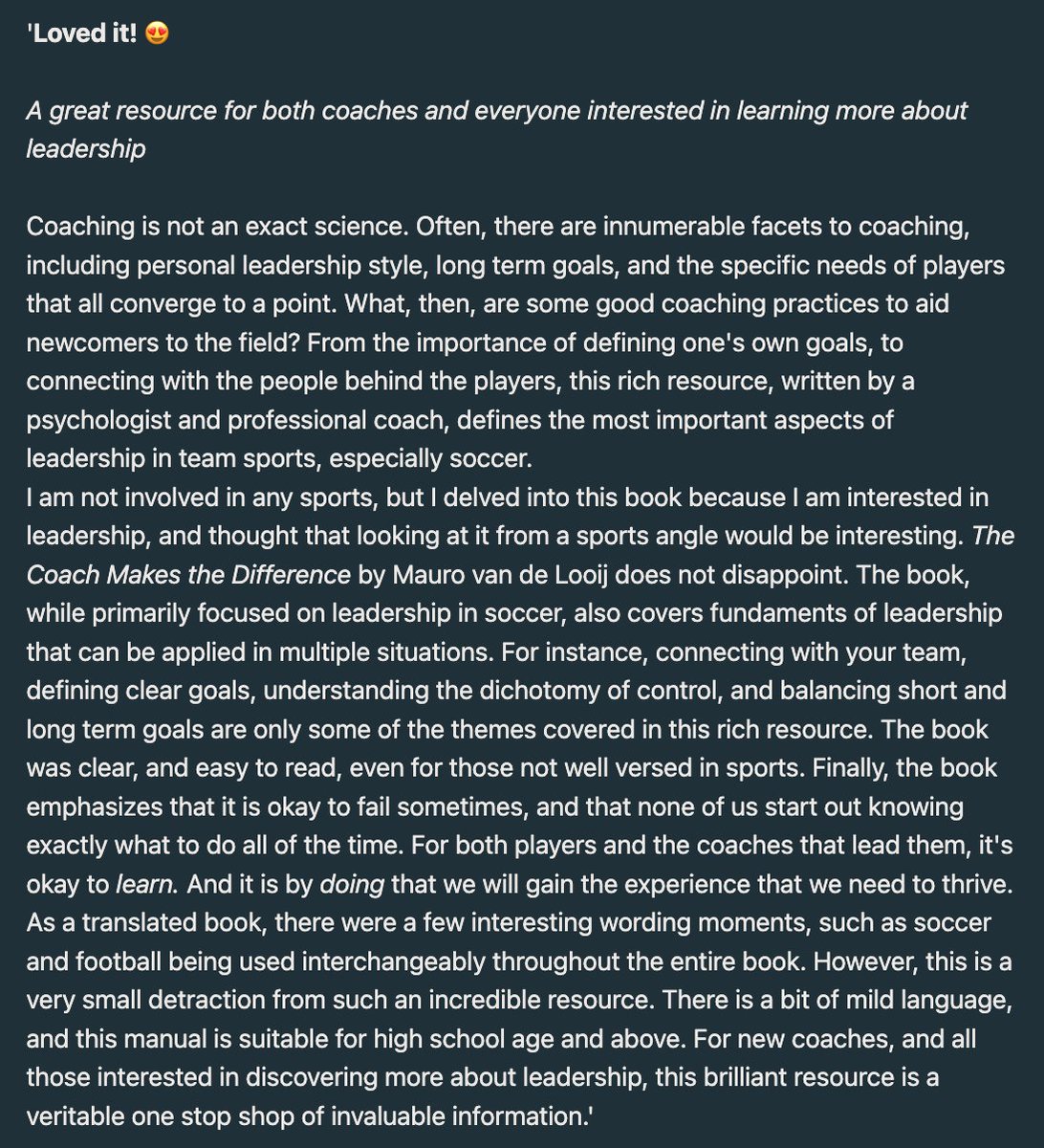 First official review of 'The Coach Makes The Difference' got in via <a href="/ReedsyDiscovery/">ReedsyDiscovery</a> , very thankful for reviewer's time and interest in and words about the book! 

reedsy.com/discovery/book…

<a href="/ReedsyHQ/">Reedsy</a>