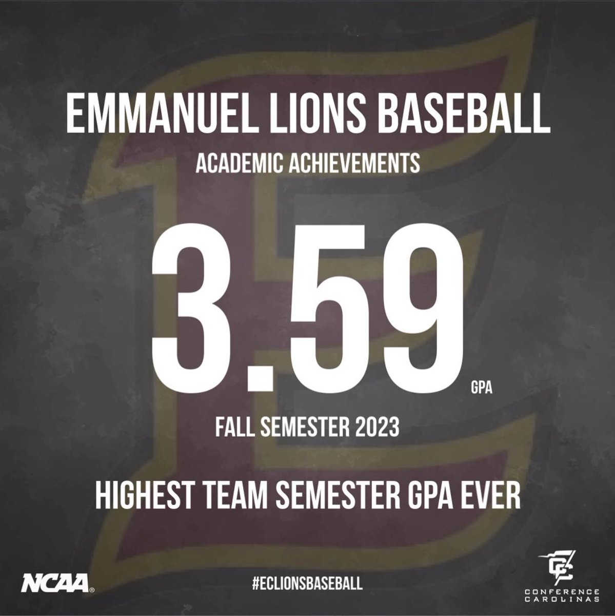 📚📝 Setting a new standard! 

#EmmanuelBaseball
#GoLions