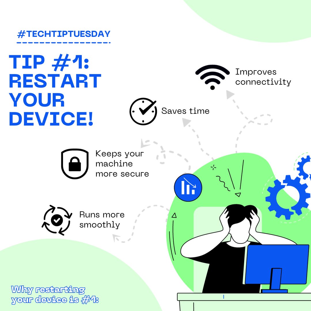 GCISDigital's tweet image. Is your device feeling sluggish or not cooperating? 🤔 Time to unleash the magic of the restart button! 🔄 Turning your device off and on again may sound simple, but it works wonders to give your system a fresh start. 🚀 Try now! 💻✨ #TechTipTuesday #TroubleshootingTuesday