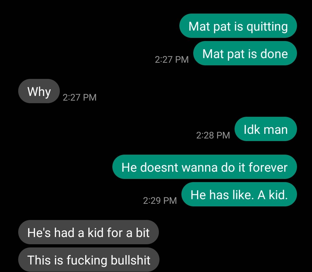 ZachJaDa's tweet photo. My roommate is not taking the MatPat thing well. https://t.co/aJoMFocdRf