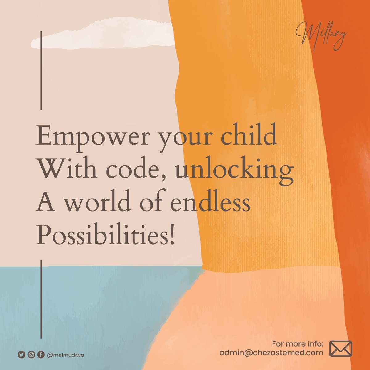 melmudiwa's tweet image. Empower your child with code, unlocking a world of endless possibilities! ๐๐ก
#CodePower #YoungCoders #TechExplorers #CodingForKids #InnovationPlayground