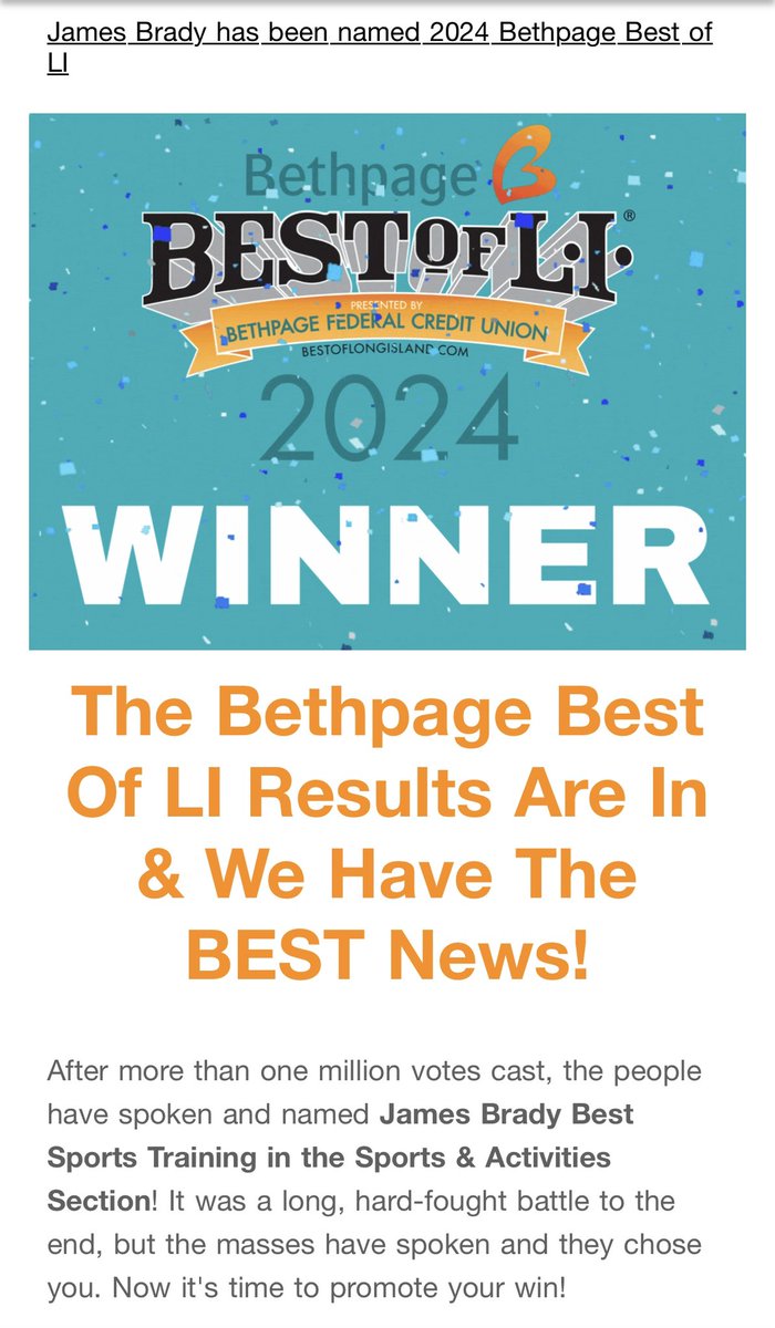 Pretty cool to be voted best sports trainer on Long Island! 

Truly a reflection of all the QBs who have bought in, done the work consistently over time, &amp; shined so bright out on the field. 

Thank you to everyone who voted. 

Grateful for &amp; love you all ✊🏻❤️