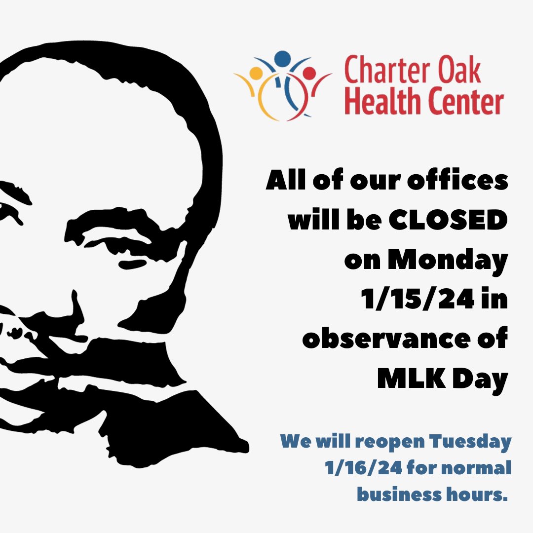 All of our offices will be CLOSED on Monday 1/15/24 in observance of Martin Luther King Jr.  Day (MLK)

We will reopen Tuesday 1/16/24 for normal business hours.

Thank you.