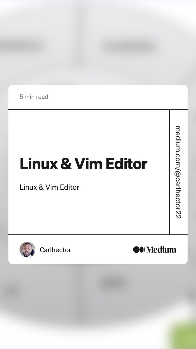 kreyol_89's tweet image. “Linux &amp;amp; Vim Editor” by Carlhector
medium.com/@carlhector22/… #linux #vimeditor #aws ⁦@LinuxHandbook⁩