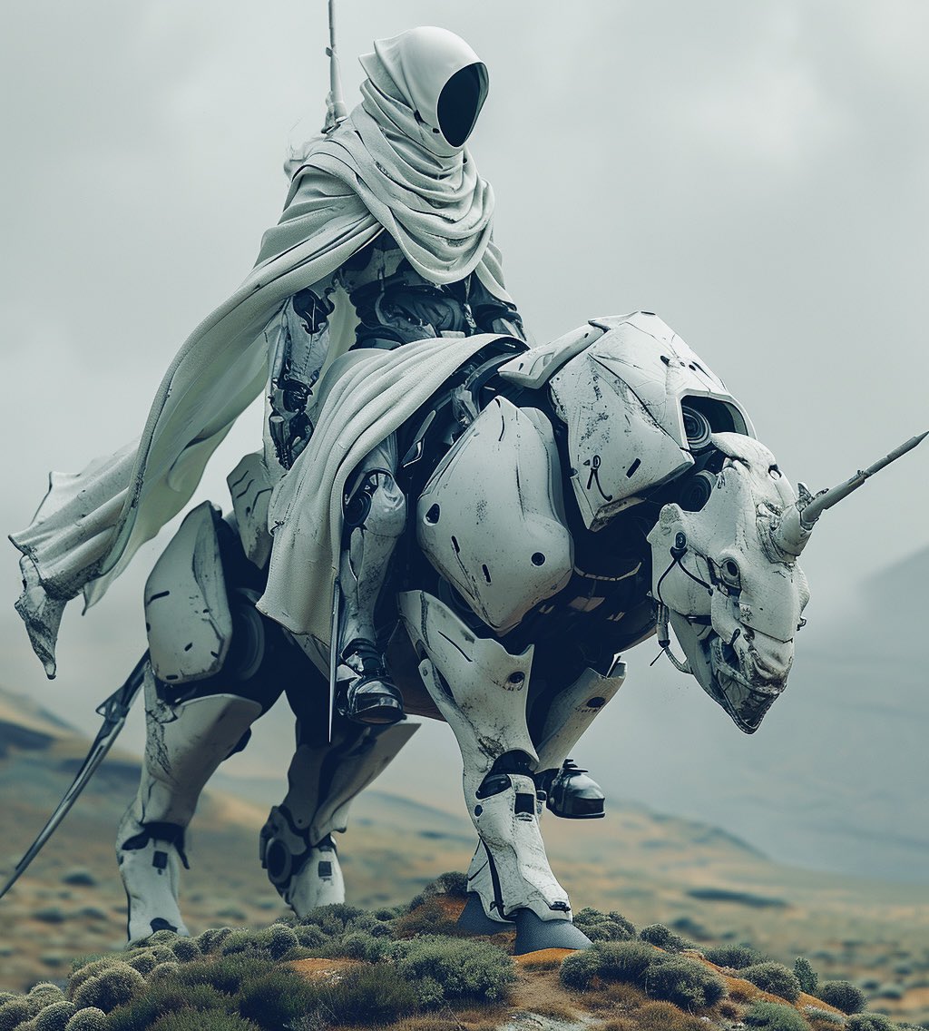 Dream_Anomaly's tweet image. Astride a steed of steel, the lone rider gazes out, ready to gallop into the future.
Good night Folks !
#RoboticArt #SciFiArt #Futuristic #digitalart #ArtisticExpression #InnovativeArt #SciFiLandscape #ArtTweet #AIArtGallery