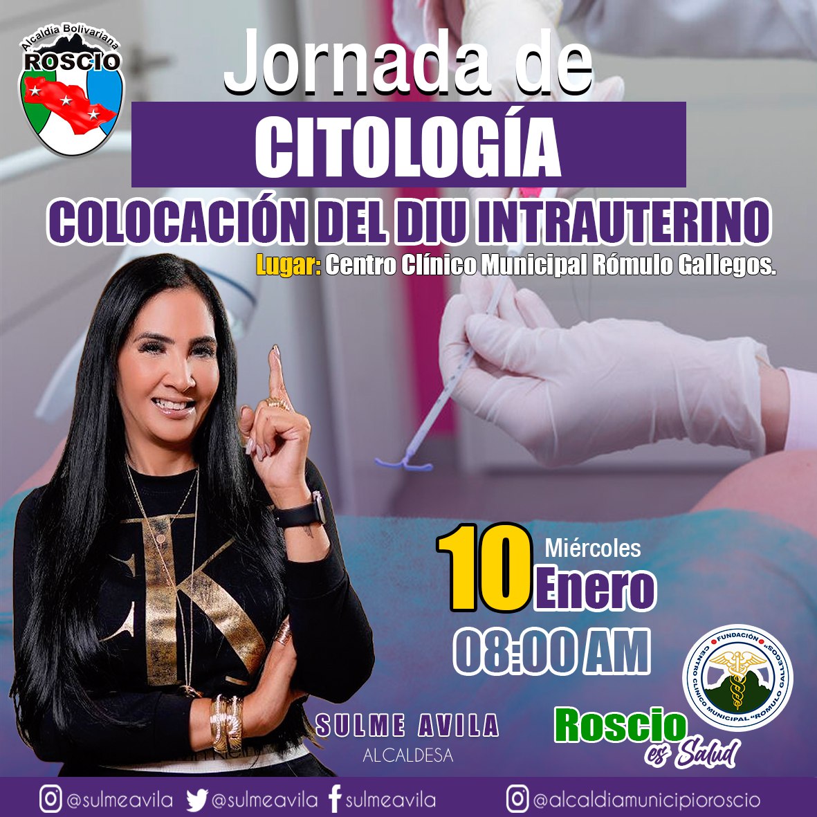 #09Enero 1era Jornada del Año 2024 de Citología "Colocación del Diu Intrauterino", Vamos por más en materia de Salud, Totalmente Gratis. Siempre pensando en nuestras Mujeres Rosciana. #CentroClinicoMunicipalRómuloGallegos #VamosPorMás
