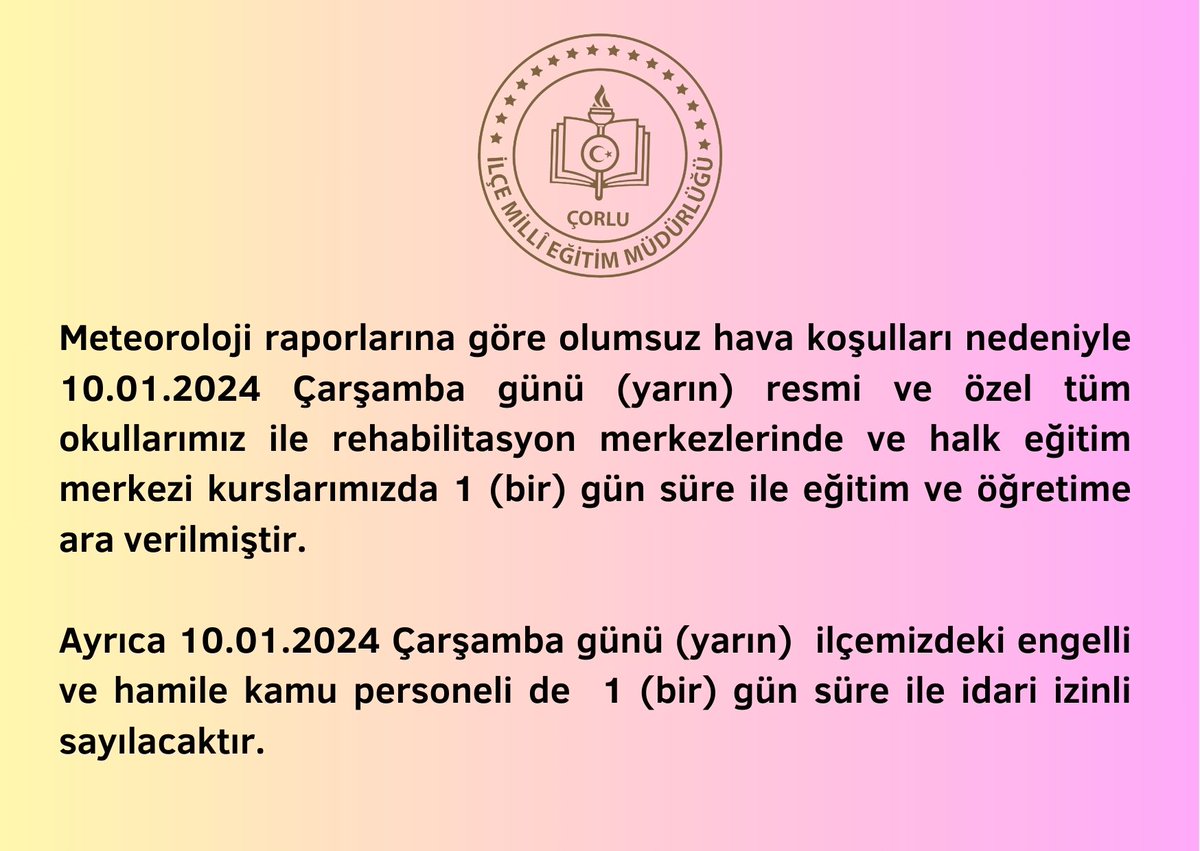 Çorlu Milli Eğitim Müdürlüğü (@corlumem) on Twitter photo 