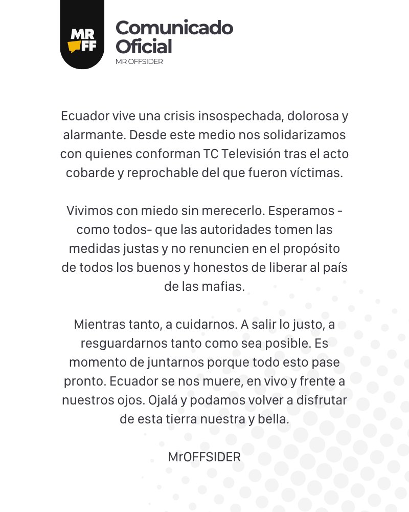 COMUNICADO OFICIAL 🇪🇨