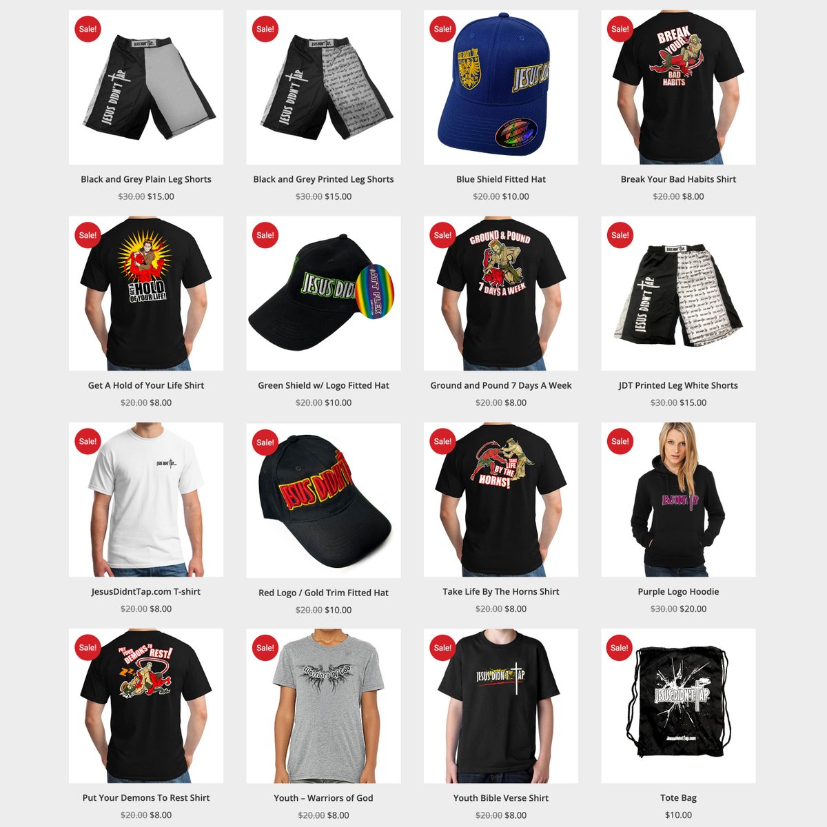 We hope everyone is off to a great start for 2024! We're liquidating items from our inventory before we print new designs. Get these offers for a low, low price while you can! 
#JESUSDIDNTTAP #CHRISTIANAPPAREL #CHRISTIANMMA #MMABRAND #MMAAPPAREL #POSITIVECLOTHING #JASONDAVIDFRANK