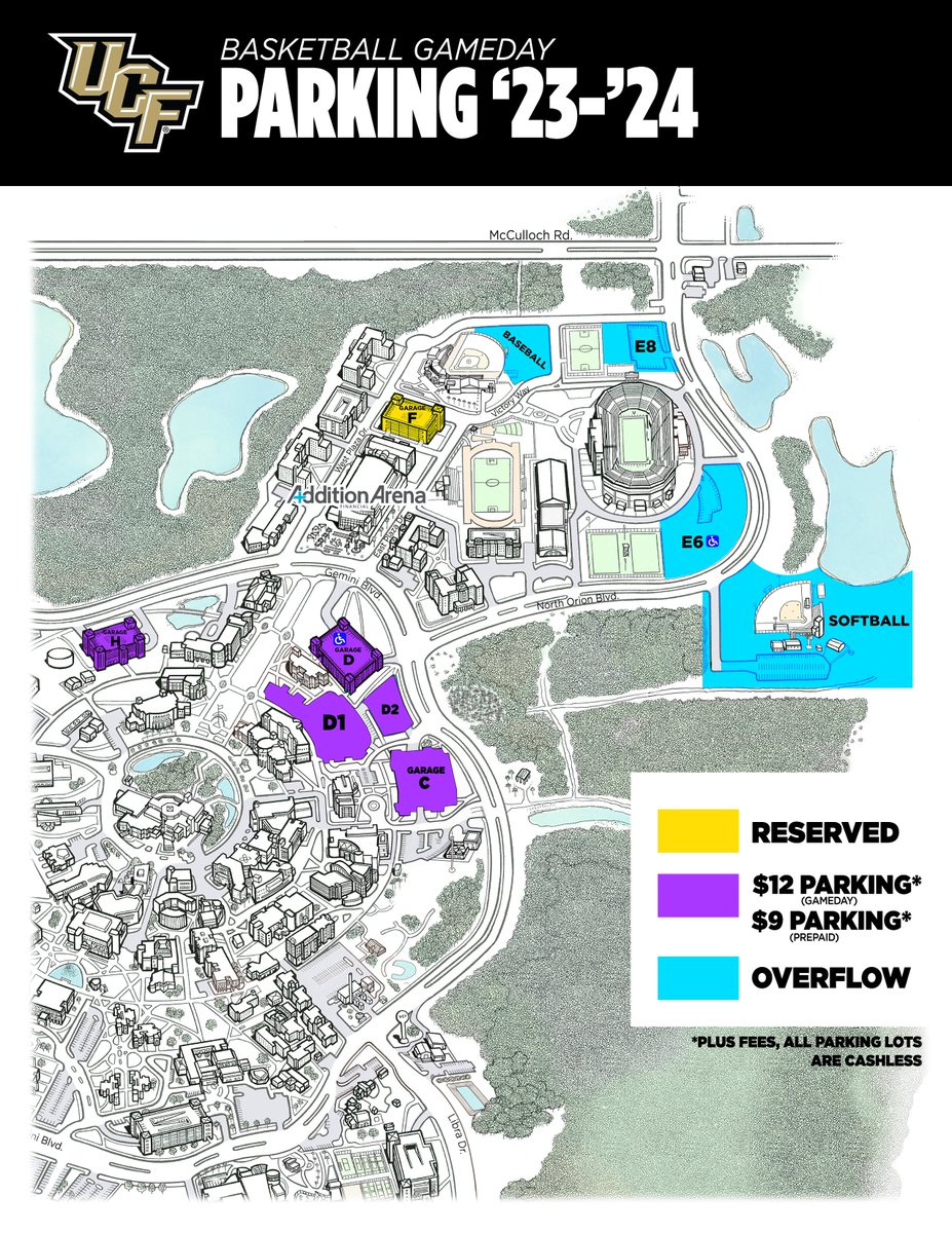 UCF_Facilities's tweet photo. Attention UCF Fans‼️ Please note the parking options for tomorrow's Men's Basketball game against #3 Kansas. Go Knights🏀 https://t.co/I9LsklM5tC