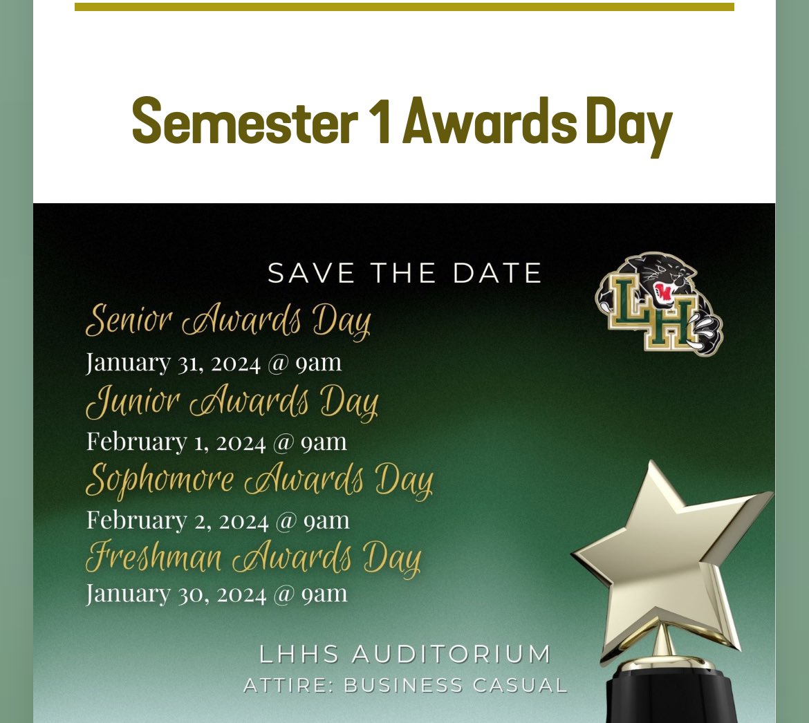 Panther Nation, save the date! We are excited to celebrate our scholars.