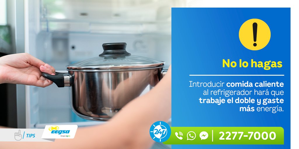 EEGSAGuatemala's tweet photo. La refrigeradora es el electrodoméstico que funciona las 24 horas del día, por eso, sigue nuestros consejos para consumir menos energía.
#EEGSATips https://t.co/0fz4wiwYEs