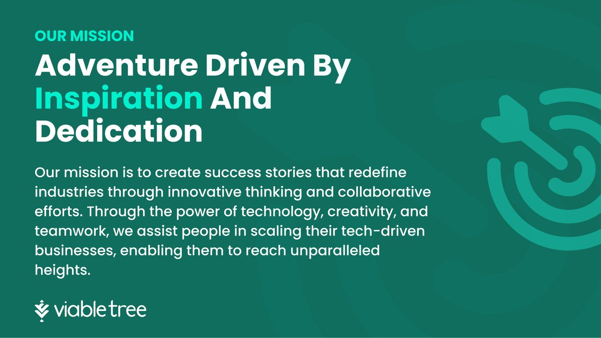Viabletree's tweet photo. Fueling progress with purpose! 🚀 Our mission statement is not just words; it's a commitment to innovation, collaboration, and making a positive impact. 

 #Viabletree #MissionStatement #ImpactDriven #Innovation https://t.co/3oAKzOk9uD