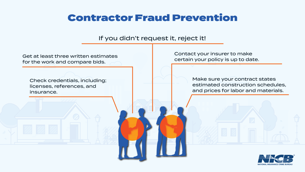 insurancecrime's tweet image. Beware of unscrupulous contractors who offer to manipulate the price to cover your deductible or extra work not caused by the catastrophe. This is insurance fraud, and insurance fraud is a felony. Insurance coverage may be rendered void if there is misrepresentation of the facts.