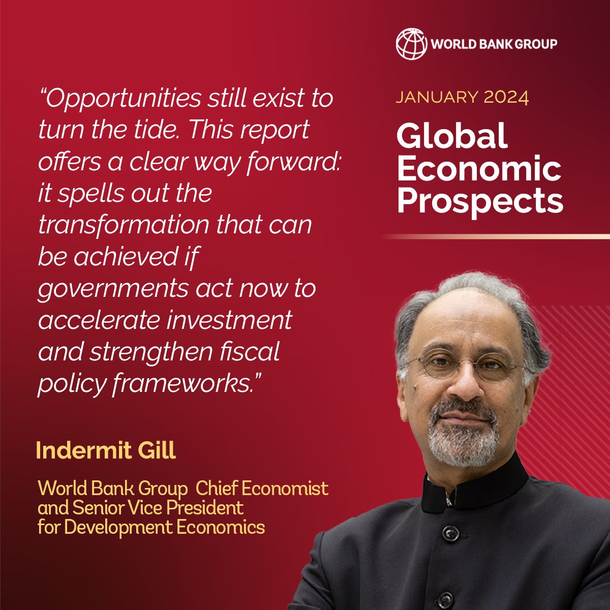 Weak growth risks trapping many developing nations in perilous levels of debt, leaving 1 in 3 people facing severe food shortages and impeding global progress. @IndermitGill Read the #GEP2024 ➡️wrld.bg/lFnF50Qpb1z