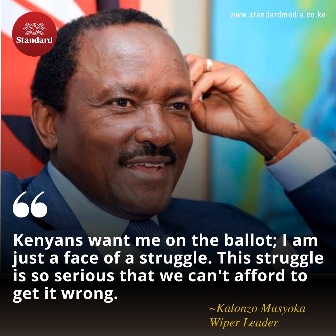 StandardKenya's tweet photo. Kenyans want me on the ballot; I am just a face of a struggle. This struggle is so serious that we can't afford to get it wrong.

#KalonzosResolution
@skmusyoka
@dannykariuki https://t.co/O36KoGd2et