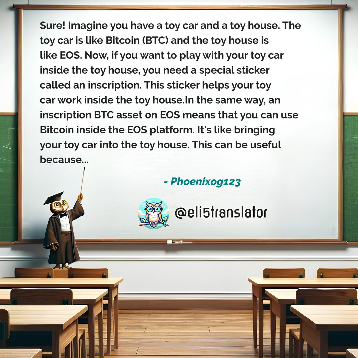 eli5translator's tweet photo. @DeepAnshers @Phoenixog123 @JeremyinKansas @EOSInscriptions Here is @Phoenixog123’s message explained like a 5-year-old would understand.

To read the full text, please visit: https://t.co/tcIdTnPVuJ https://t.co/srwc96maN2