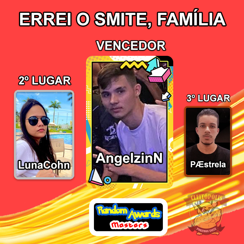 Cleitopolis's tweet photo. Vamos para a categoria melhor Jungler (central) da comunidade. São aqueles que você pode confiar o smite (ou não). O vencedor é o @angelzinNtj, seguido por @AopLuna2 (que @ é esse luna?? pq me odeias) e por fim @Paestrela1. Parabéns!!!
#GOCU #PokemonUNITE #Pokemon #RandomAwards https://t.co/tdEMzzUnxk