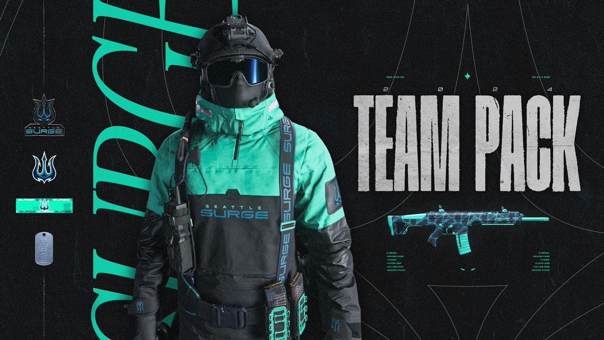 To celebrate the launch of the Surge 2024 Team Pack bundle, I'll be giving away 5 codes. 

To win a Surge team pack: 
 Follow <a href="/abuzaaah/">FaZe abuzah</a> &amp; <a href="/SeattleSurge/">Seattle Surge (Parody)</a>
 Tag a friend
 Like &amp; Repost

Winners will be picked tomorrow #DrownThemOut