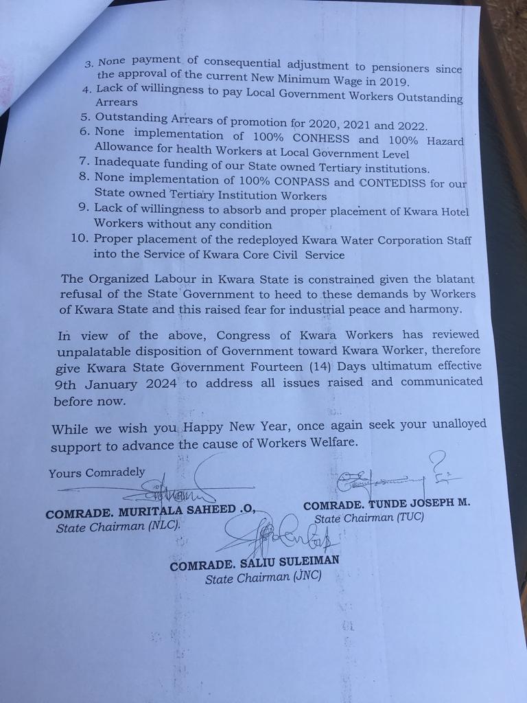 Breaking News:, labour unions in Kwara give strike notice over poor workers' welfare under Gov <a href="/RealAARahman/">Abdulrahman Abdulrazaq</a>
Laments of Maladministration