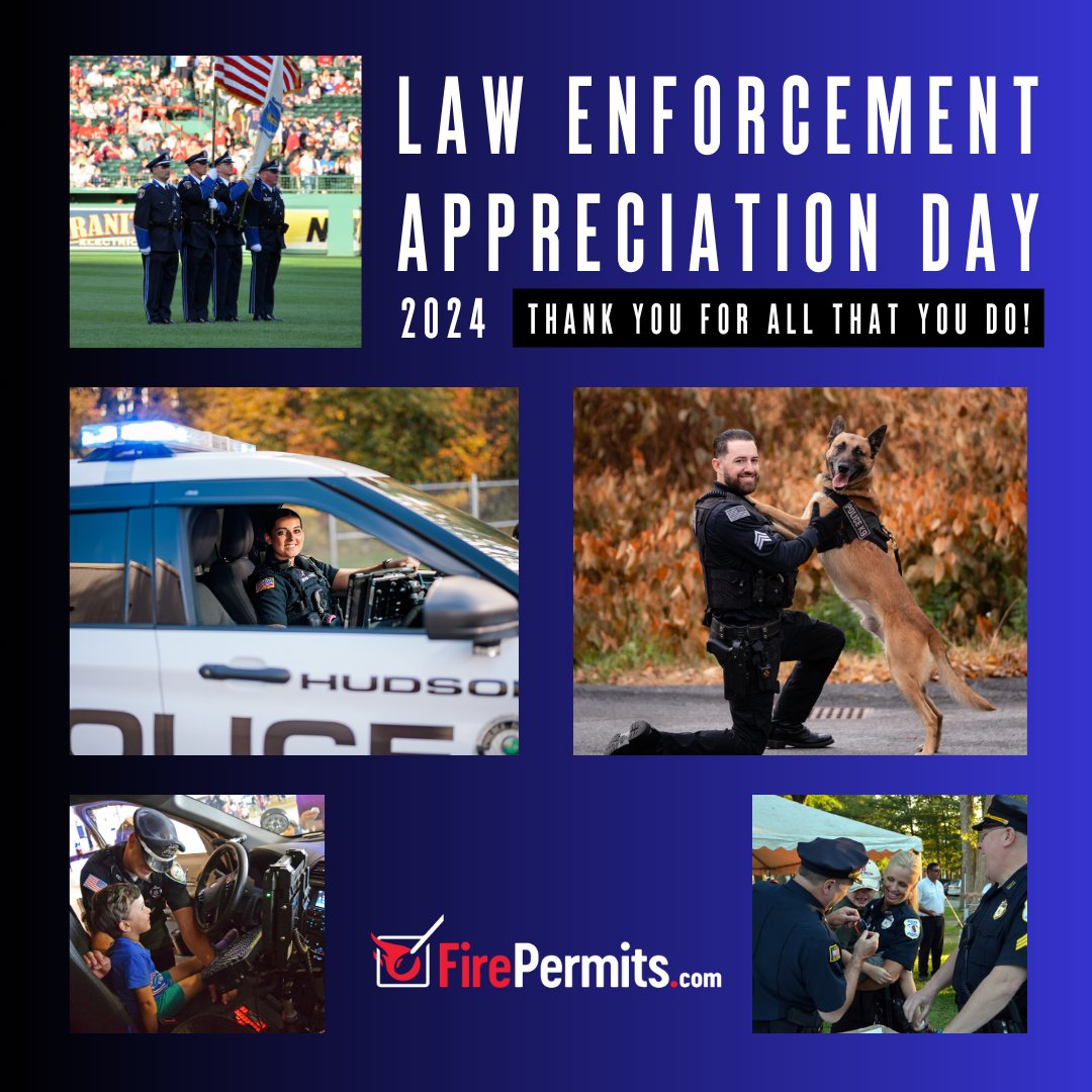 firepermits's tweet photo. Grateful for the dedicated men and women in law enforcement who work tirelessly to keep our communities safe. From all of us at FirePermits, thank you for your service and sacrifice! 💙👮‍♀️👮‍♂️ #LawEnforcementAppreciationDay #SafetyFirst #ThankYouLEO https://t.co/HSIsJIkv70