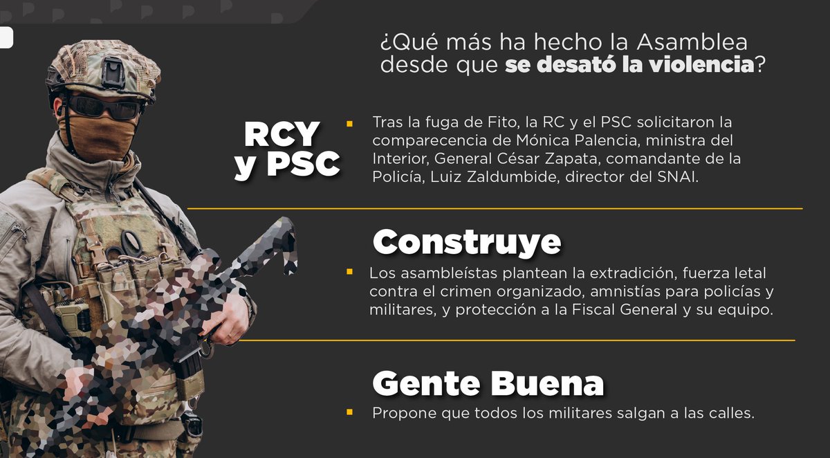 LaPosta_Ecu's tweet photo. El conflicto armado que vive Ecuador 🇪🇨 puso a los asambleístas de acuerdo en una cosa: indultar a los policías que hagan uso de la fuerza. El presidente de la Asamblea @HenryKronfle, aseguró que trabajarán "sin importar las ideologías políticas".
@bluecastlev 
WhatsApp: 0984694493
Web: https://t.co/KSKulDgA9I