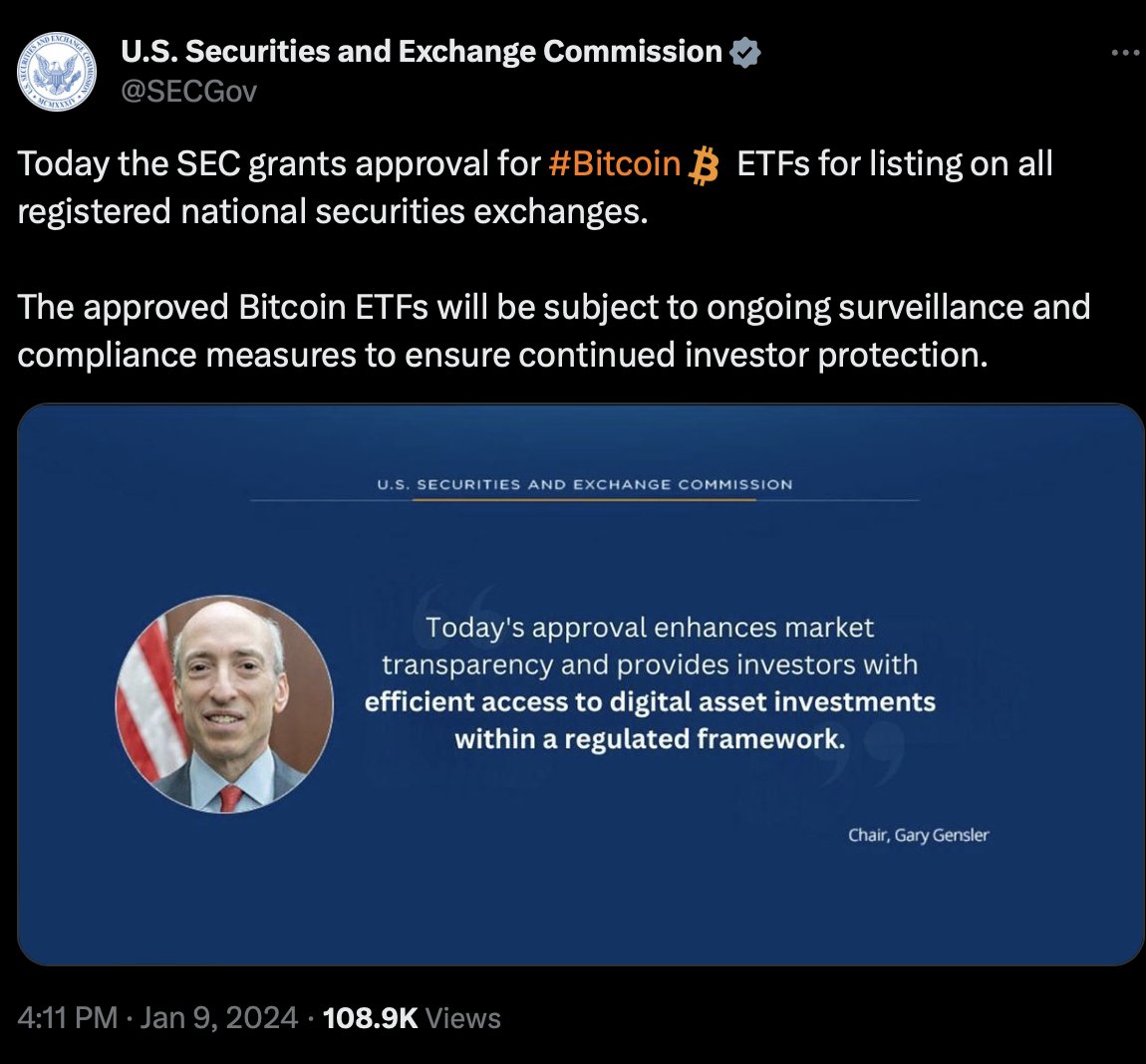 🚨 BREAKING: The 🇺🇸 SEC approves all spot #Bitcoin ETFs
