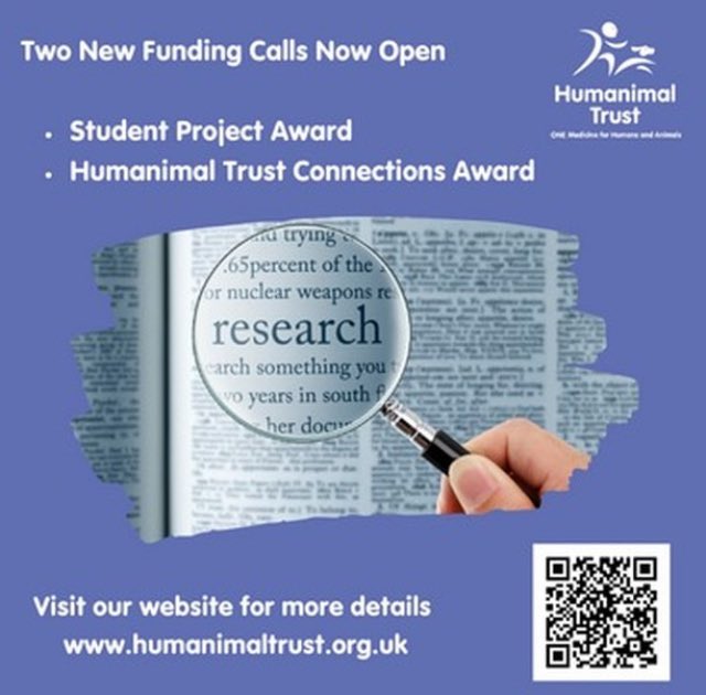 Don’t forget, have launched TWO NEW One Medicine Funding Calls! The Project Awards for Students and the Connections Awards. Please note, we do not fund any research/project, that involves the use of laboratory animal models. Visit bit.ly/HTFundingCall