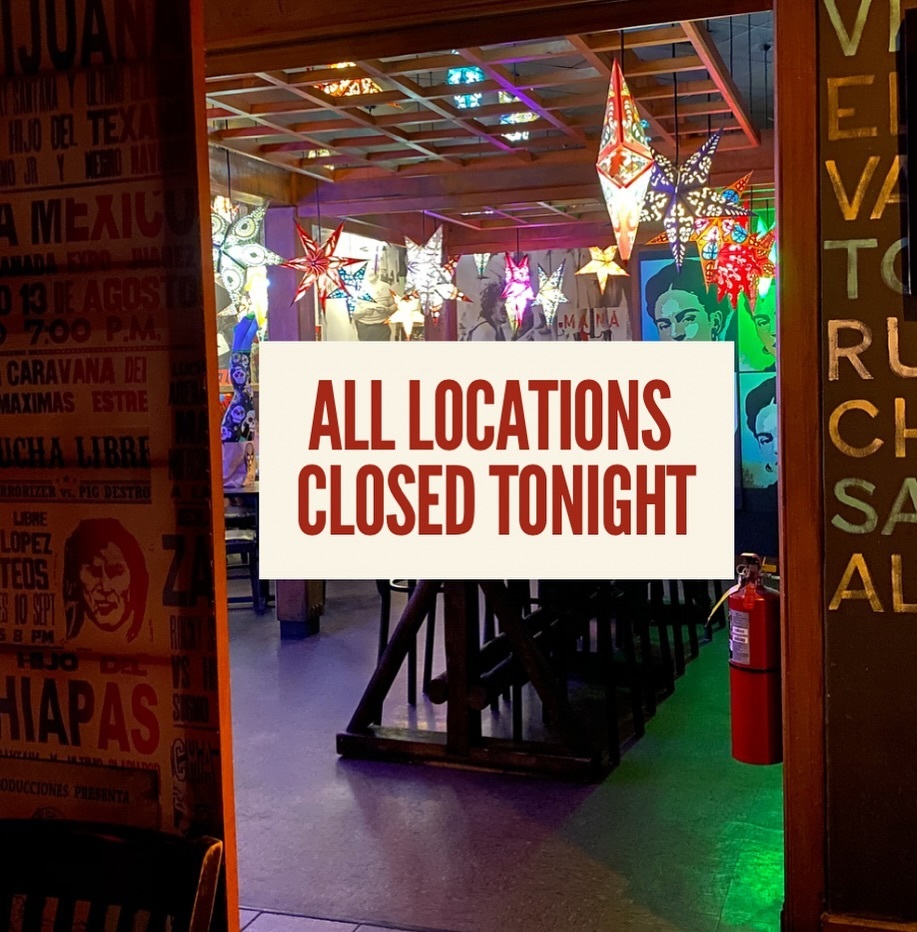 For the safety of our entire Gonza Tacos y Tequila family, ALL locations will be CLOSED this evening. instagr.am/p/C15M4TIvElr/