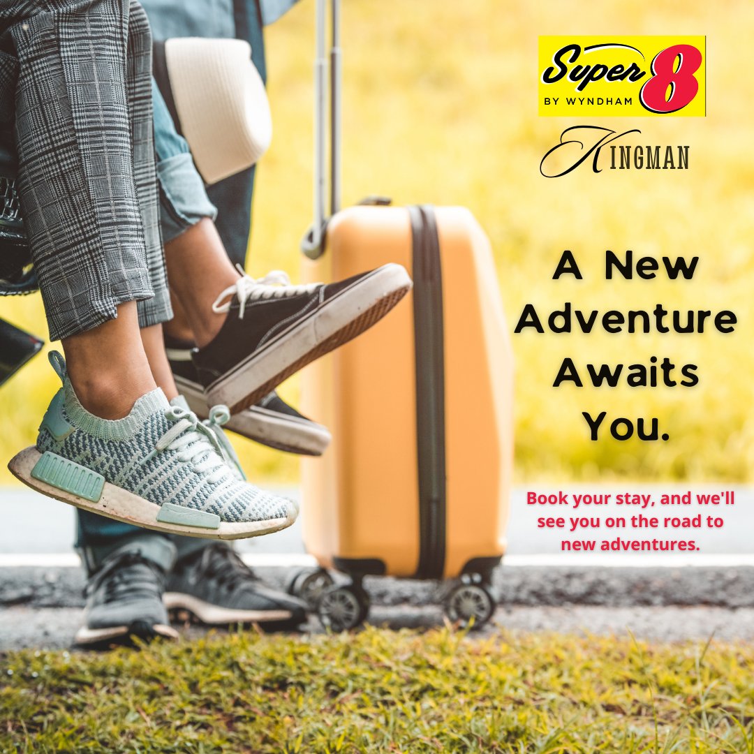 Pack your bags and hit the road to a super start in 2024! 🚗 Join us at Super 8 Kingman for a desert escape like no other. Book your stay, and we'll see you on the road to new adventures. 

#Super8 #WyndhamHotels #NewYearNewAdventures #SeeYouOnTheRoad #KingmanAdventure