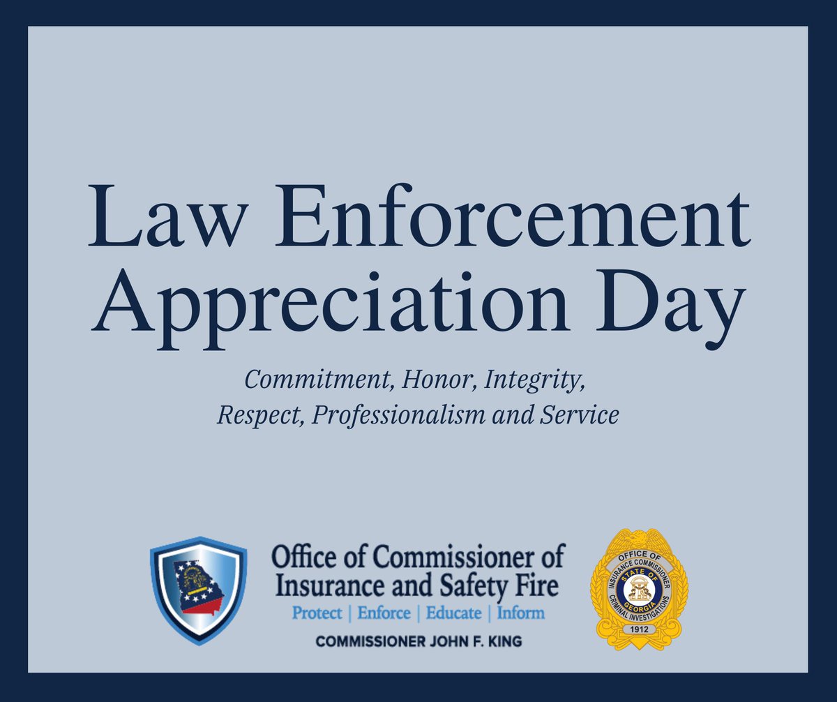 Happy Law Enforcement Appreciation Day! We are thankful for our public safety officials' tireless efforts to maintain safe and healthy communities across Georgia.