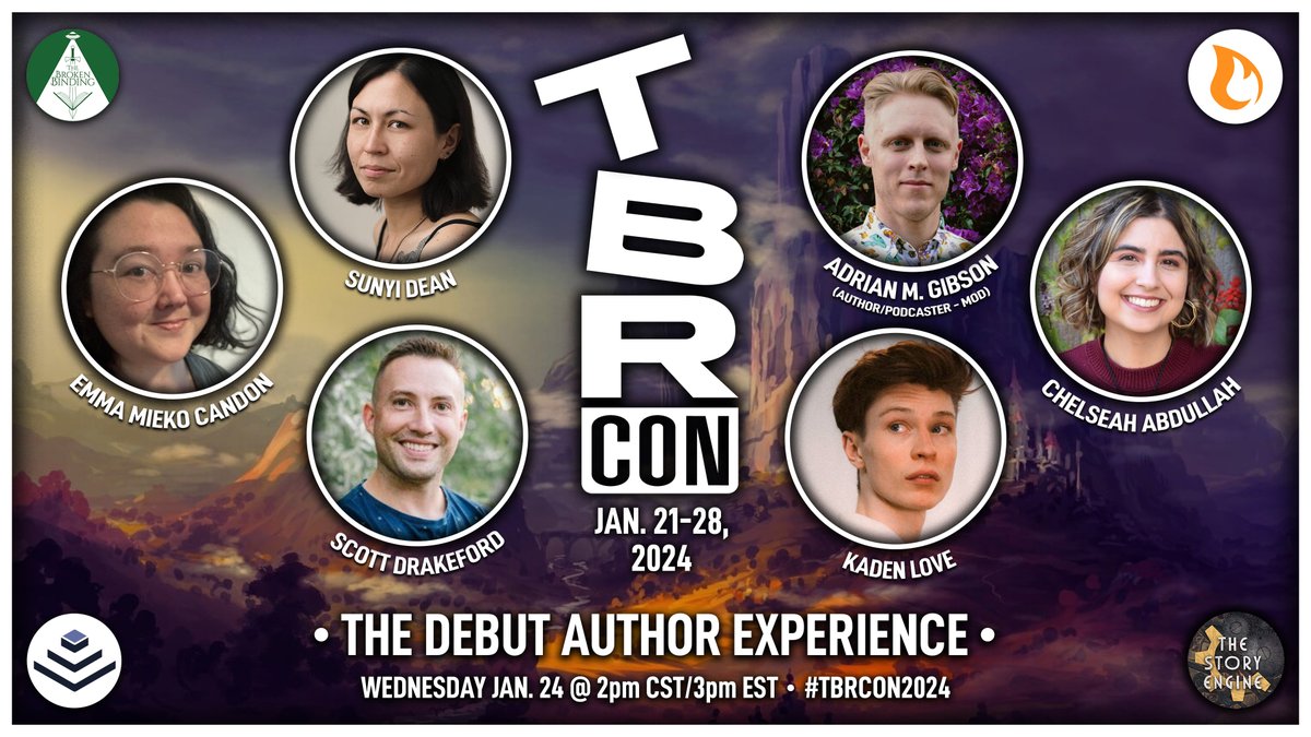 Our annual panel, The Debut Author Experience, is back! Hear from @EmmaCandon 📖Archive Undying, @TheDrakeford 📖Rise of the Mages, Sunyi Dean 📖Book Eaters, @Kadenloveauthor 📖Elegy of a Fragmented Vineyard, @chelsabdullah 📖The Stardust Thief, & @adrianmgibson 📖Mushroom Blues