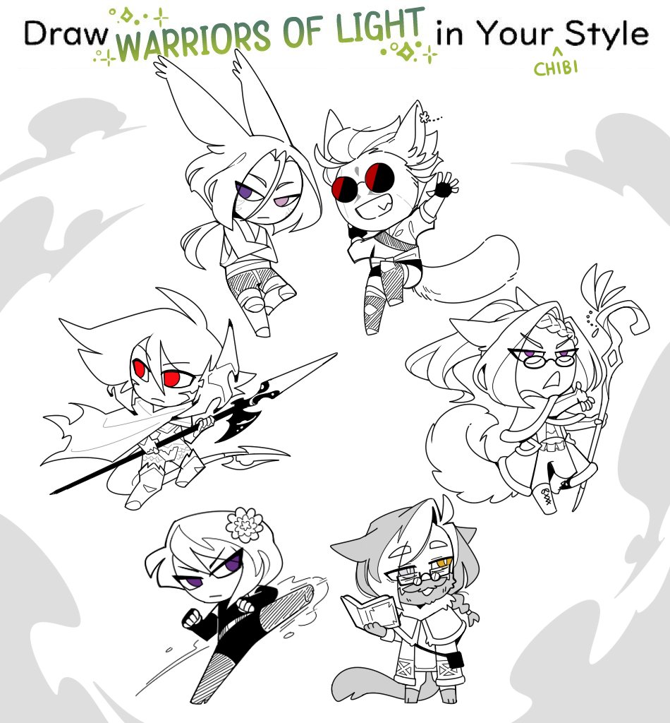 sorry this took a while 😭 i just could not decide how to draw them all
in the end... it was always chibis...
thank u all for handing me your characters !! kisses them all (credits in reply)