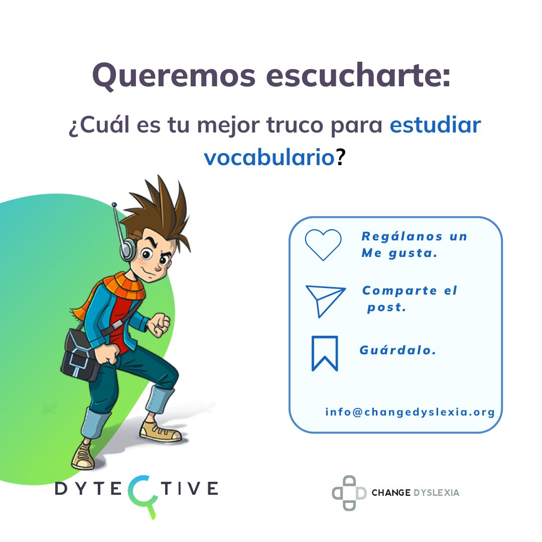 ✍️ #Técnicasdeestudio para mejorar tu forma de #aprenderidiomas.
🖊 Descubre nuevas estrategias para sacar partido a tu tiempo de estudio.

🔎¿Te animas a poner este truco en práctica?

❓️ ¿Cuál es tu mejor truco para aprender vocabulario?

<a href="/luzrello/">Luz Rello</a> 
#changedyslexia
#dislexia
