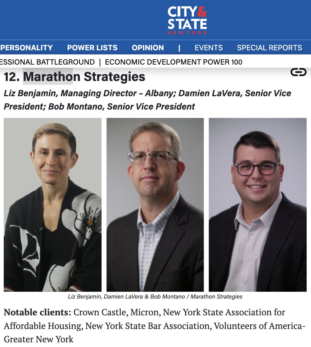 Volunteers of America-Greater New York on X: Congratulations to our PR  firm, @MarathonStrat, for being recognized by @CityAndStateNY as one of the  Political PR Power 75! Read more about Marathon Strategies' work