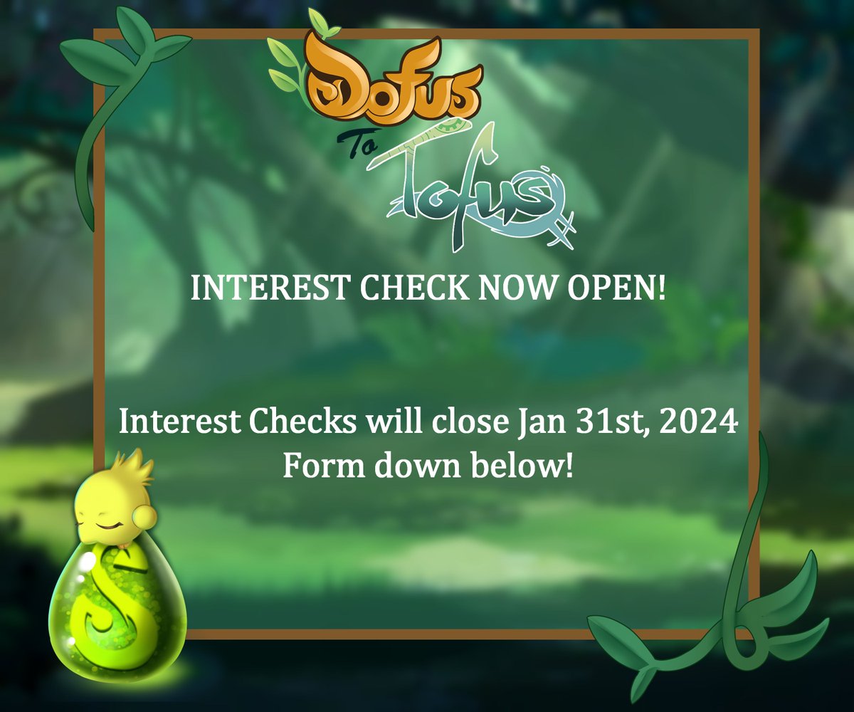 The time is now! 🍃 Interest Checks are now open!

Any questions? Check out our Carrd, or throw em in the replies! 💚

Interest Check Form: forms.gle/hitSGSagYoroTY…