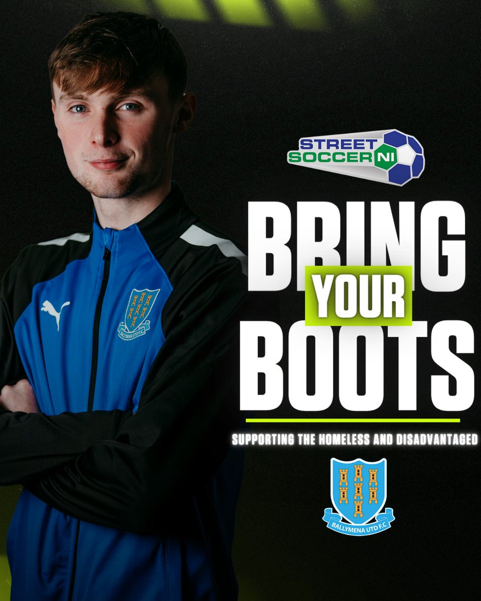 OfficialNIFL's tweet photo. Bring your old football boots to the Ballymena Showgrounds this Saturday to support @StreetSoccerNI 👟

#BringYourBoots https://t.co/UX3we5E2AT
