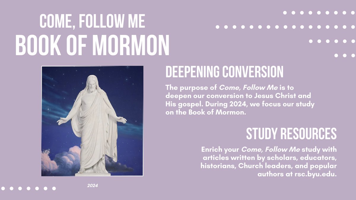 Enhance your study of the Book of Mormon this year!

On the RSC's website you'll find high-quality articles related to each week of Come, Follow Me. They can be helpful while preparing lessons or alongside your own personal study!