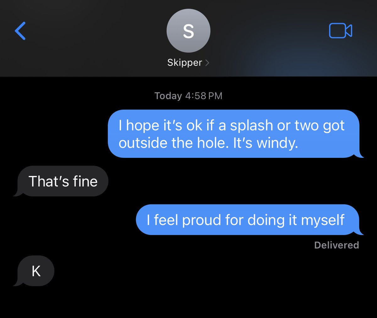 My dad is really proud of me for replenishing my own windshield wash