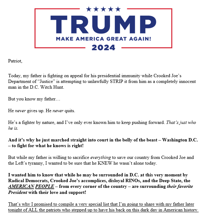 IamVyv's tweet photo. Like moronic father like moronic son! #GrifterInChief is so greedy that he has even got sperm leak #3 in on the game. Pretty much the same BS and lies message from them both, grifting off the same event for the same #Scampac.๐คข๐คฎ๐ก๐คฌ https://t.co/gE3CcefxP6