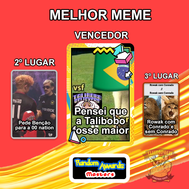 Cleitopolis's tweet photo. Esse ano tivemos muitos memes (esqueci alguns, tipo bigola ou falb ou #Wulfday, desculpe comunidade) Os grandes vencedores do Melhor meme, foram esses!!!
#GOCU #PokemonUNITE #Pokemon #RandomAwards https://t.co/BLLbpbTDAT