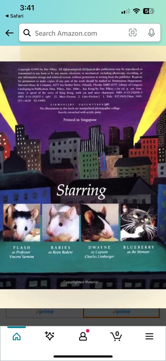 someonesm0m's tweet photo. Looking up a kong for my cat &amp; I stumbled across this Kat Kong book starring mice &amp; a cat. I feel like I should order it https://t.co/OMi0N4L7Ep