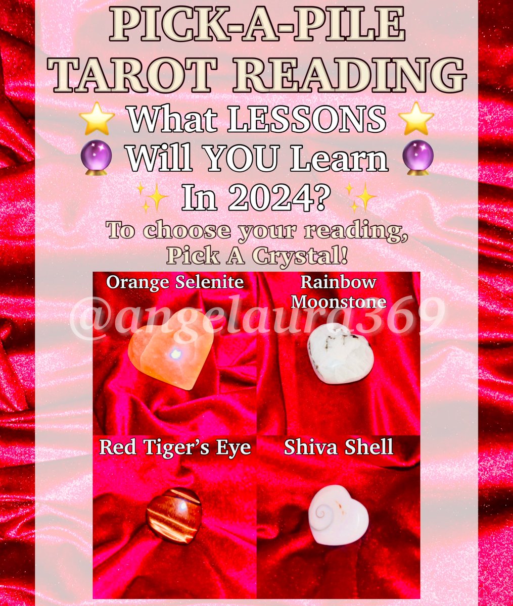 🌟 Every cycle reveals new life lessons. 🔄✨

Curious about what's in store for you? How will it resonate within?

Let's do into a Tarot Reading to uncover the lessons awaiting you!

🔮 What LESSONS Will You Learn in 2024? ✨

Pick a Crystal to Choose Your Reading! ✨💎