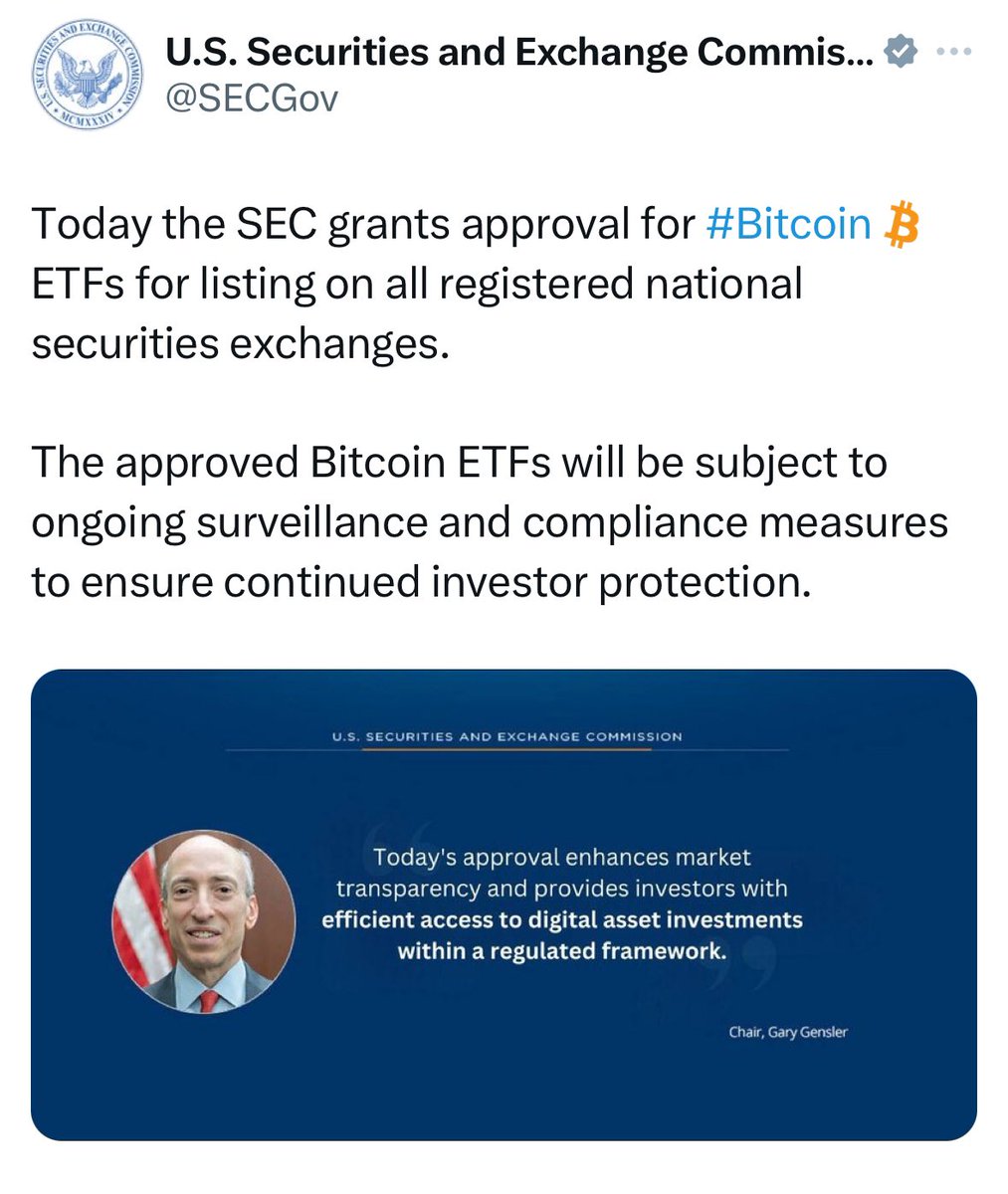 BREAKING: Gary Gensler says SEC's X account was hacked &amp; it has not approved any #Bitcoin ETFs