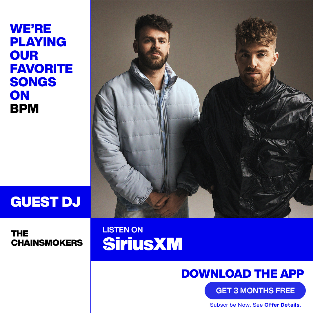 We’re playing some of our favorite songs on @SiriusXMElectro BPM. Listen now on the @SIRIUSXM app: sxm.app.link/TheChainsmoker…