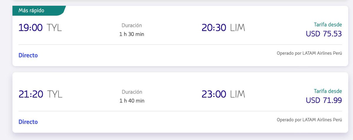 L_eunam's tweet photo. Si compras en dólares el precio es casi el mismo en ambos horarios. Si quieres usar tus millas, te inflamos el horario que buscaste previamente. Siempre turbio el revenue de las aerolíneas @LATAM_PER https://t.co/I4UmNth8Tf