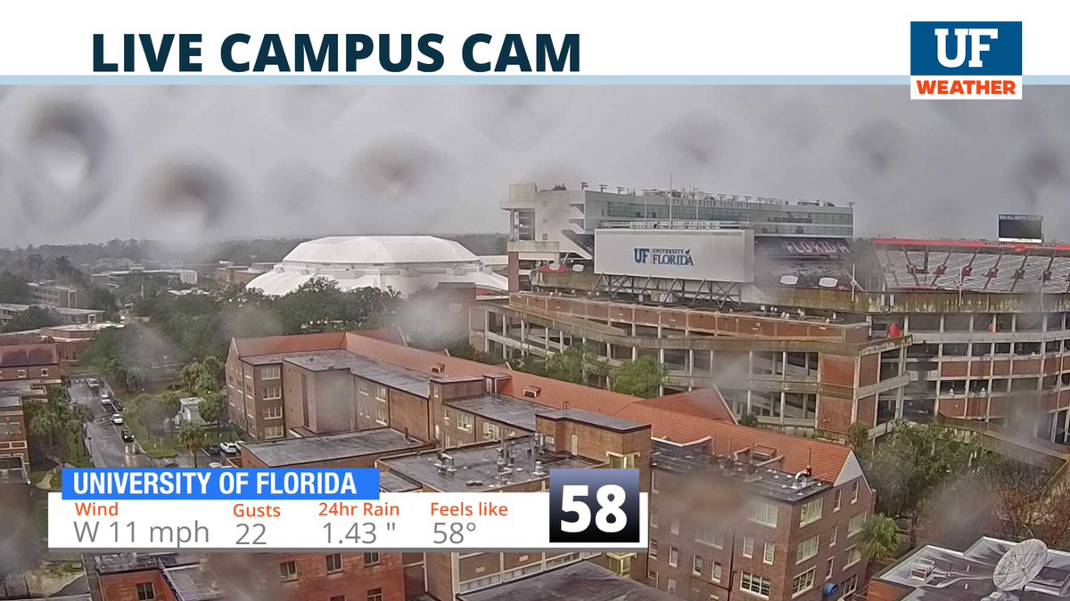 Getting the last of the rain outside of the Ben Hill Griffin Stadium. Nearly 1.5 inches of rain have been recorded in the past 24 hours.