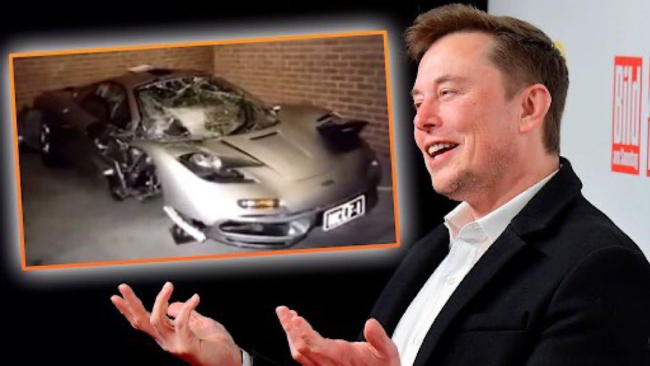 timecaptales's tweet photo. @historyinmemes Musk crashed the car shortly after receiving it. It was uninsured. https://t.co/bDMlOivvW1